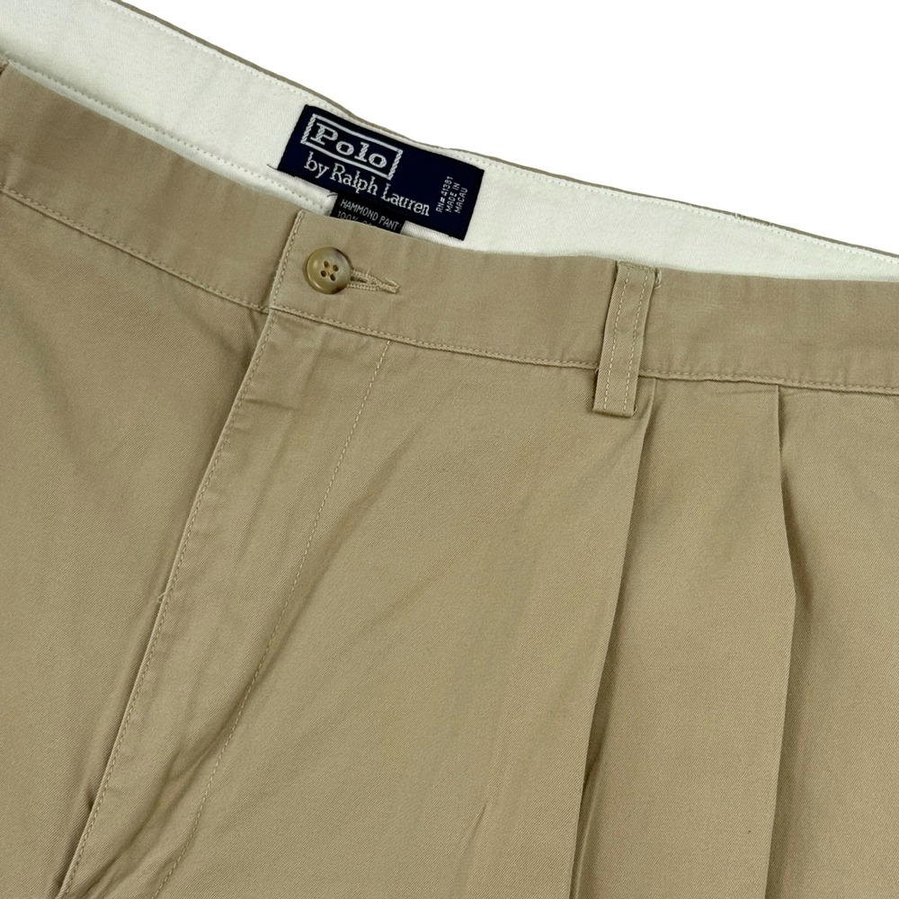 Polo Ralph Lauren Hammond‎ Pants Mens 40/32 Beige Pleated Cotton Casual Chinos